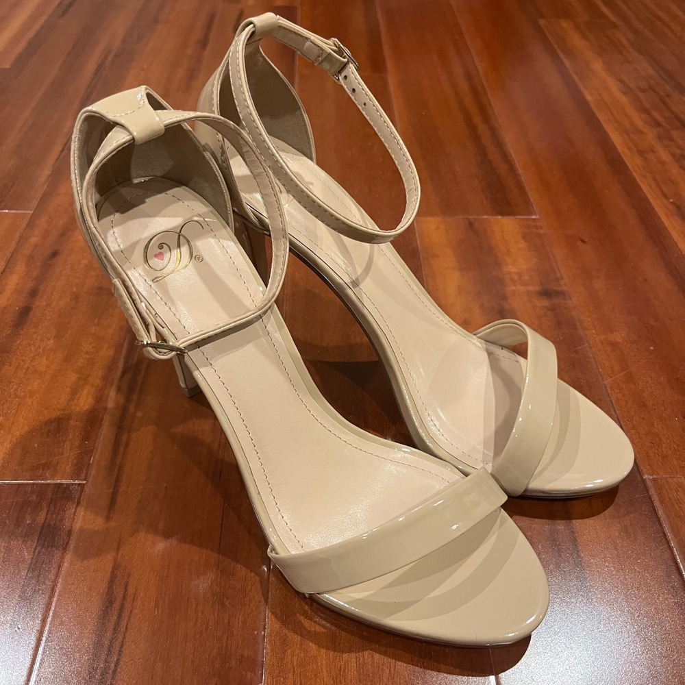 Nude Patent Heels Sandals Shoes Stiletto Ankle Strap My Delicious Shoes‎ New 10
